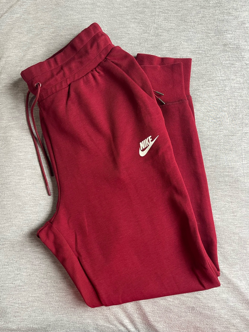 Nike Burgundy Track Pants with White Swoosh